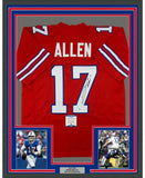 Framed Autographed/Signed Josh Allen 35x39 Buffalo Red Jersey Beckett BAS COA
