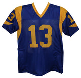 Kurt Warner Autographed/Signed Pro Style Blue XL Jersey SB Beckett 35841