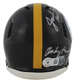 Steelers LBs (3) Ham, Lambert & Russell Signed Speed Mini Helmet BAS W #W628586