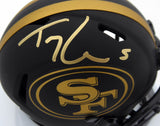 TREY LANCE AUTOGRAPHED 49ERS ECLIPSE BLACK SPEED MINI HELMET BECKETT QR 194735