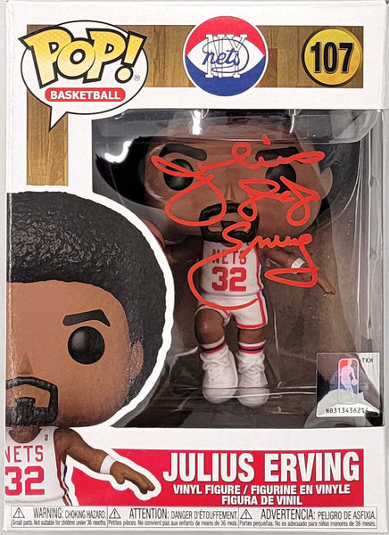 Julius Dr. J Erving Signed ABA New York Nets Funko Pop Beckett Witnessed RED