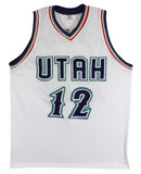 John Stockton Authentic Signed White Pro Style Jersey Autographed BAS Witnessed