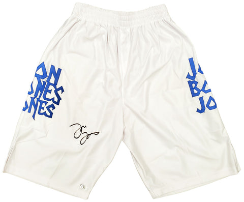 Jon Bones Jones Autographed Signed White Boxing Trunks Beckett BAS QR