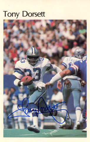 Tony Dorsett Autographed Dallas Cowboys Mini Poster 24/50 Beckett 46105
