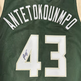 Bucks Champ THANASIS ANTETOKOUNMPO Signed Milw Custom Replica Green Jersey AUTO