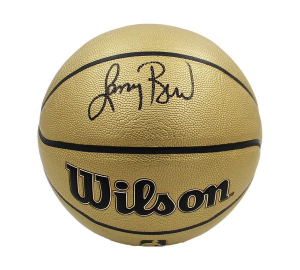 Larry Bird Signed Boston Celtics Wilson Gold NBA Basketball