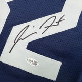 Framed Autographed/Signed Jimmer Fredette 35x39 BYU Blue Jersey JSA COA
