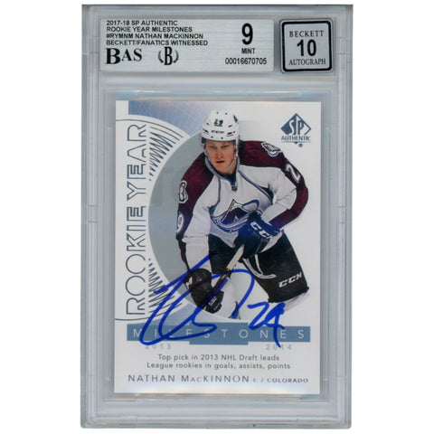 Nate Mackinnon Autographed 2017-18 SP Authentic Trading Card Beckett 53244