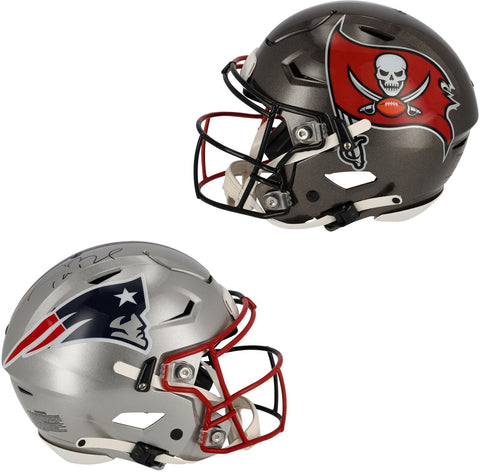 Tom Brady Patriots/Buccaneers Signed Half & Half Flex Helmet-Signature NE Side