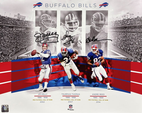 Jim Kelly Thomas Reed Signed 16x20 Buffalo Bills Dynasty Photo SI COA