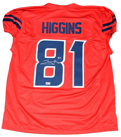 JAYDEN HIGGINS AUTOGRAPHED HOUSTON TEXANS #81 RED GAME CUT JERSEY BECKETT