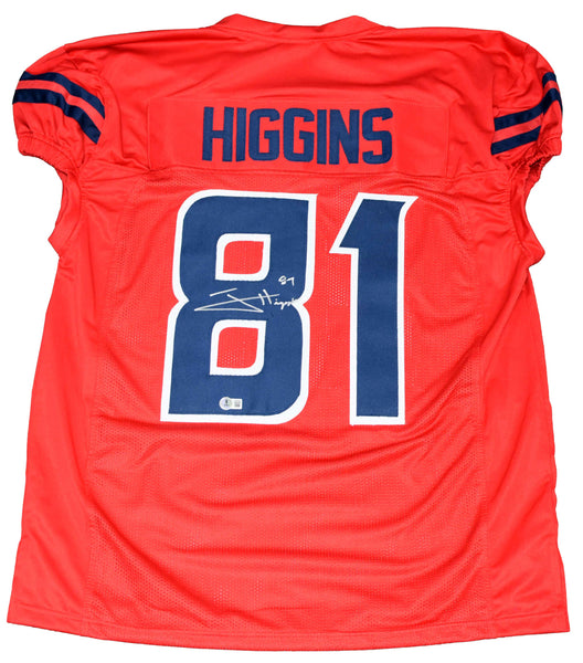 JAYDEN HIGGINS AUTOGRAPHED HOUSTON TEXANS #81 RED GAME CUT JERSEY BECKETT