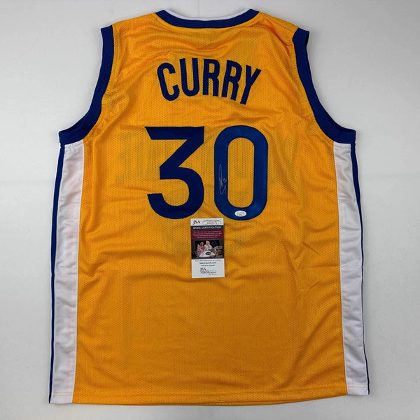 Autographed/Signed Stephen Steph Curry Golden State Yellow Jersey JSA COA