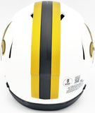 Chris Olave Signed Saints Lunar Eclipse White Speed Mini Helmet Beckett Wit