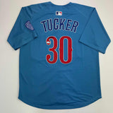 Autographed/Signed Kyle Tucker Chicago Blue Baseball Jersey Beckett BAS COA