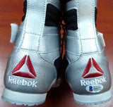 FLOYD MAYWEATHER JR. AUTOGRAPHED REEBOK SILVER BOXING SHOES BECKETT BAS 121801