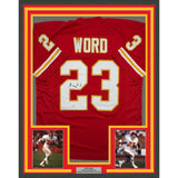 Framed Autographed/Signed Barry Word 35x39 Kansas City Red Jersey PSA COA