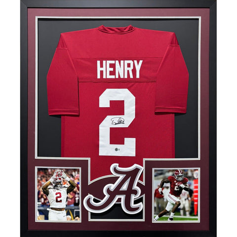 Derrick Henry Autographed Signed Framed Maroon Alabama 2P Jersey BECKETT