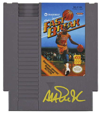 Magic Johnson Signed Nintendo Fast Break Video Game Cartridge BAS Witnessed