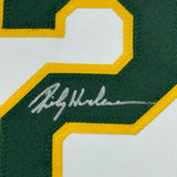Framed Autographed/Signed Rickey Henderson 35x39 White Jersey BAS COA