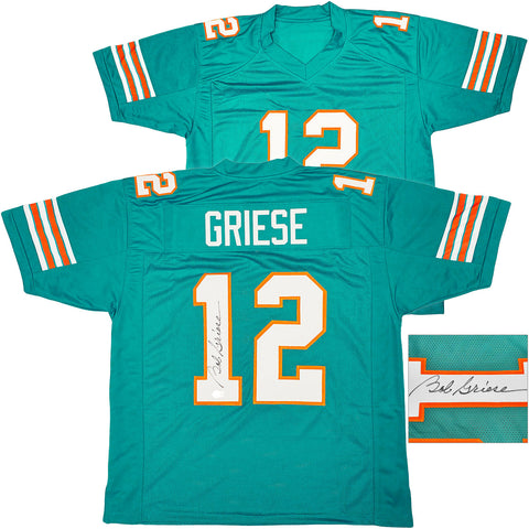 MIAMI DOLPHINS BOB GRIESE AUTOGRAPHED TEAL JERSEY BECKETT BAS WITNESS 222015