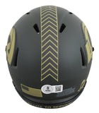 Rams Marshall Faulk Signed Salute To Service IV Speed Mini Helmet BAS Witnessed