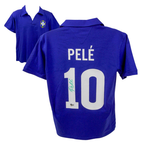 Pele Signed Vintage Brazil FC Away Soccer Jersey #10 with Beckett COA