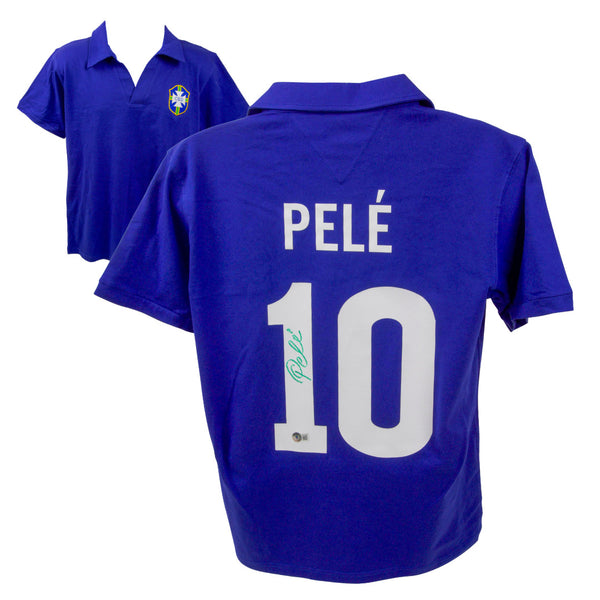 Pele Signed Vintage Brazil FC Away Soccer Jersey #10 with Beckett COA