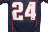 Ty Law Autographed/Signed Pro Style Blue XL Jersey BAS 33201