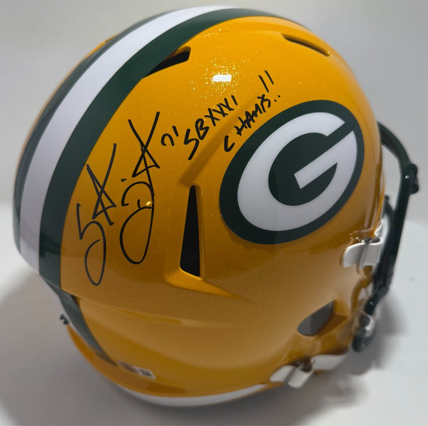 Packers SANTANA DOTSON Signed Full Size Riddell Replica Speed Helmet AUTO - BAS