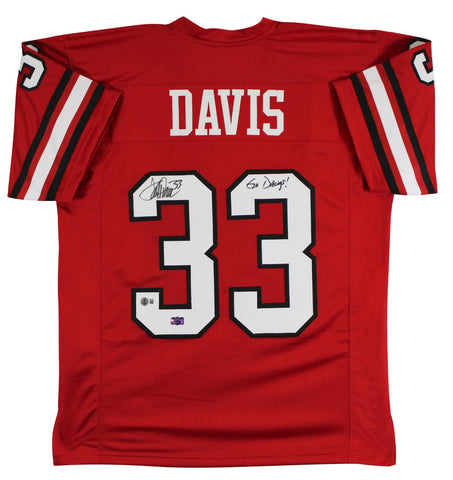 Georgia Terrell Davis "Go Dawgs" Signed Red Pro Style Jersey BAS Witnessed