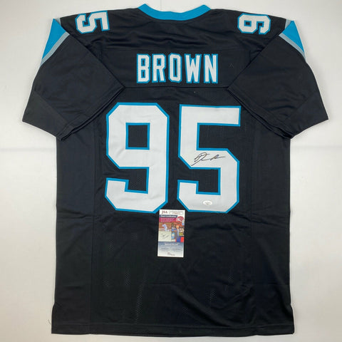 Autographed/Signed Derrick Brown Carolina Black Football Jersey JSA COA