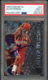 1996 Fleer Metal #201 Allen Iverson RC Rookie 76ers On Card PSA 9/10 Auto MINT