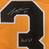FRAMED Signed GERRY CHEEVERS HOF 35x39 Boston Yellow Jersey JSA COA