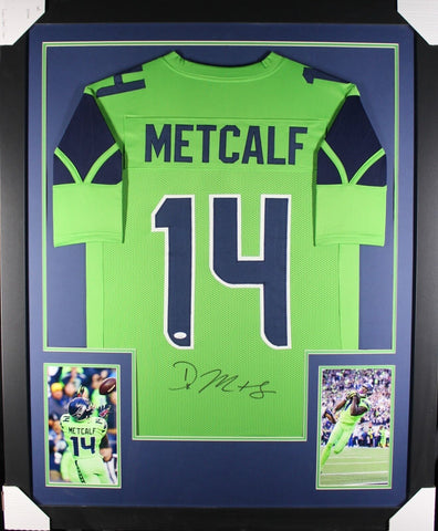 D.K. DK METCALF (Seahawks lime green TOWER) Signed Autographed Framed Jersey JSA