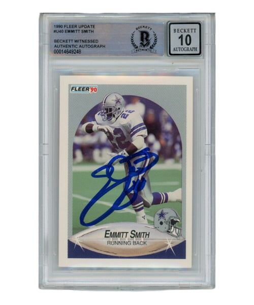 Emmitt Smith Autographed 1990 Fleer U-40 Card Grade 10 Auto Beckett 39436