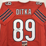 Autographed/Signed MIKE DITKA Chicago Orange Football Jersey JSA COA Auto