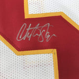 Framed Signed Christian Okoye 35x39 Kansas City White Jersey PSA COA