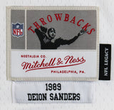 Falcons Deion Sanders "HOF 2011" Authentic Signed White M&N Jersey BAS Witnessed