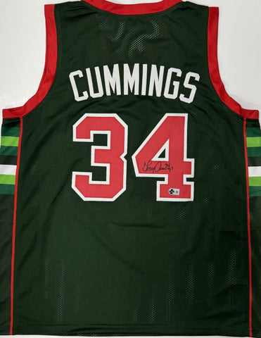 TERRY CUMMINGS Signed Custom Replica Green / Red Bucks Jersey AUTO - BAS