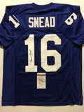 Autographed/Signed NORMAN NORM SNEAD New York Blue Football Jersey JSA COA Auto