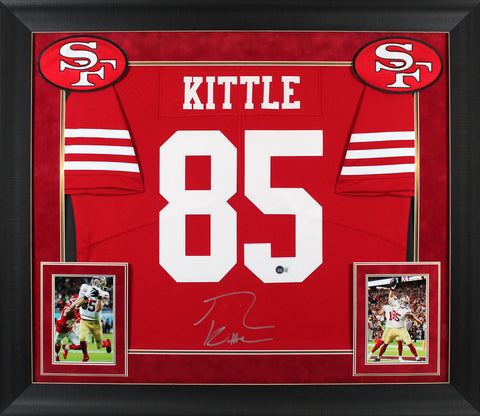 49ers George Kittle Authentic Signed Red Nike Elite Framed Jersey BAS Witnessed