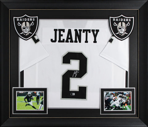 Ashton Jeanty Authentic Signed White Pro Style Framed Jersey BAS Witnessed