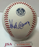 Brewers HENRY "HANK" AARON Signed 50th Anniversary Baseball #2 AUTO Braves JSA