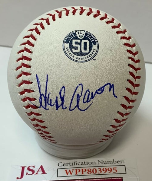 Brewers HENRY "HANK" AARON Signed 50th Anniversary Baseball #2 AUTO Braves JSA