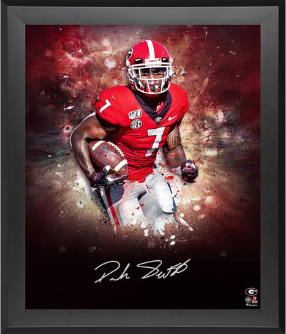 D'Andre Swift Georgia Bulldogs Framed Signed 20" x 24" In Focus Photo