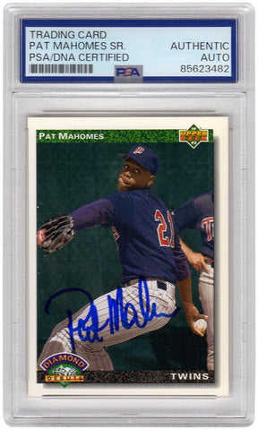 Pat (Patrick) Mahomes Sr. Signed Twins 1992 UD Rookie Baseball Card #776 - (PSA)