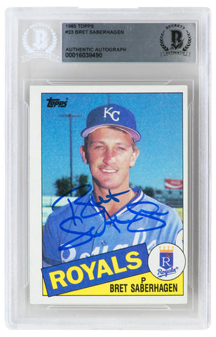 Bret Saberhagen Signed Royals 1985 Topps RC Trading Card #23 - (Beckett Slabbed)