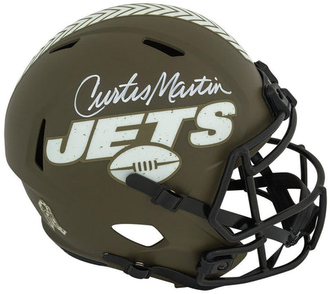 Curtis Martin Signed NY Jets SALUTE Riddell Full Size Speed Rep Helmet -(SS COA)