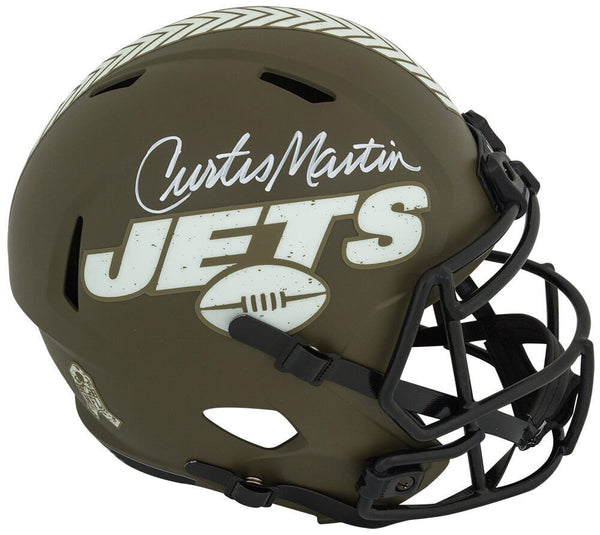 Curtis Martin Signed NY Jets SALUTE Riddell Full Size Speed Rep Helmet -(SS COA)